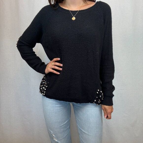 Urban Outfitters Black Sweater with Stud Spikes - Picture 1 of 9
